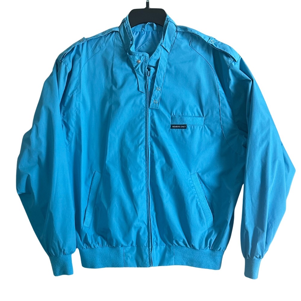 Members Only Iconic Racer Jacket Mens Medium Blue Vintage 80s Style Bomber